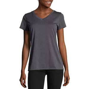 Hanes Sport Women's Heathered Performance V-Neck Tee, Ebony Heather, Large - Picture 1 of 4