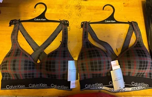 TWO (2) of CALVIN KLEIN Women's Modern Cotton Holiday Padded Bralette QF7781 NWT - Picture 1 of 12