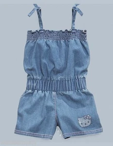 Sanrio Hello Kitty Girl Denim Jean Romper Sparkling Metal Studs Size 4 - Picture 1 of 2