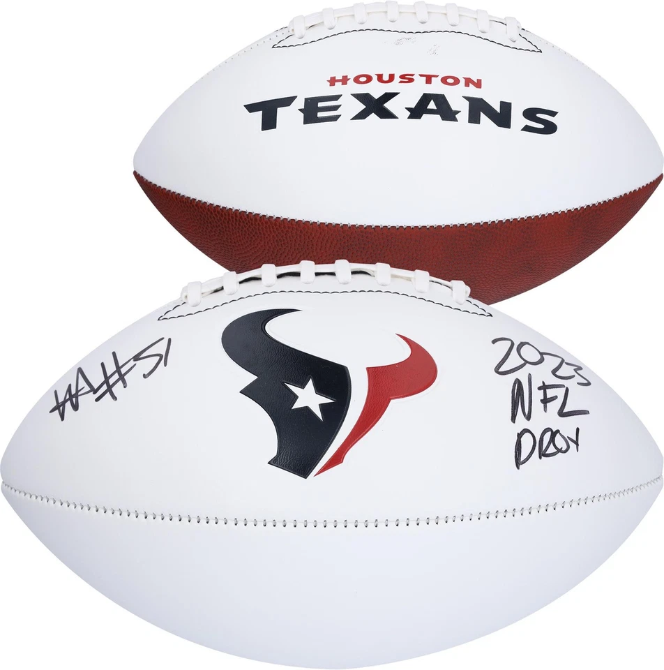 Will Anderson Jr. Texans Signed Franklin White Panel Football w/2023 DROY Insc - Image 1 of 3