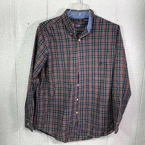 Chaps Shirt Mens Large Blue Green Red Plaid Button Down Easy Care Classic Casual - Picture 1 of 9
