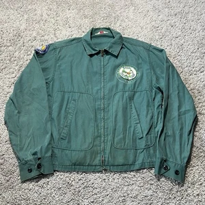 True Vintage 50s 1960s All Cotton Jacket Medium Green Girl Scouts Patches - Imagen 1 de 13