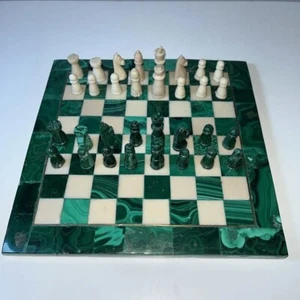 Set gioco da tavolo scacchi intarsiato in malachite marmo da collezione miglior regalo per amore scacchi - Foto 1 di 7