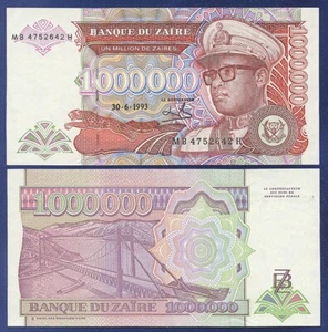 ZAIRE 1000000 1.000.000 MILLONES P-45b 1993 LEOPARDO MOBUTU UNC CONGO NOTA - Imagen 1 de 1