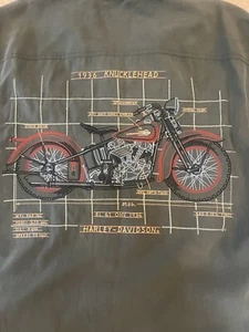 Harley Davidson Hemd Herren L Large Kurzarm Button Down Seide bestickt - Bild 1 von 10