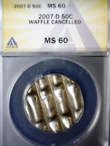 2007d ERROR ANACS MS60 BU WAFFLED Kennedy Half Dollar Coin STRUCK DETAILS Waffle - Picture 1 of 8