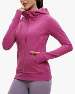 CRZ Yoga Women’s Full Zip Hooded Sweatshirt Workout Sweat Jacket Slim Fit Run - Picture 1 of 3