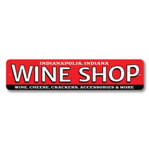 Wine Shop Sign, Personalized Wine Cheese Crackers Accessories Metal Wall Decor - Picture 1 of 4