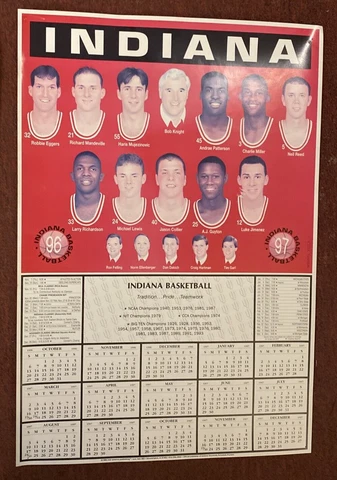 INDIANA UNIVERSITY HOOSIERS MEN'S BASKETBALL POSTER 1996-97 USED !RARE! Cover