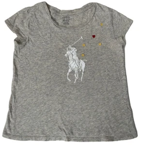 Polo Ralph Lauren Girls kids Grey Big Pony Short Sleeve T Shirt M 8-10 - Picture 1 of 4