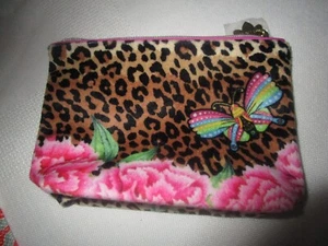 New Estee Lauder small Travel Cheetah Print pink carnations Butterfly Makeup Bag - Picture 1 of 1