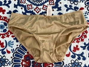 Vintage Victoria's Secret Gold Silky Second Skin Satin Bikini Panty L NWT - Picture 1 of 6
