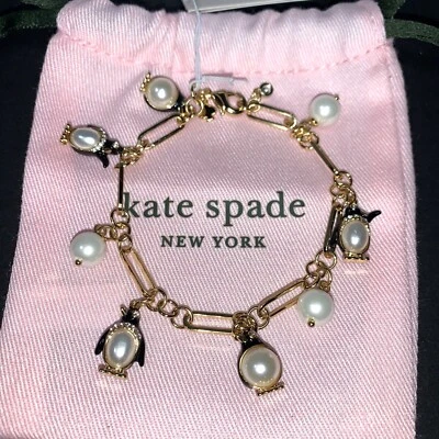 Kate Spade Arctic Friends Penguin and Pearls Charm Bracelet New - Image 1 of 4