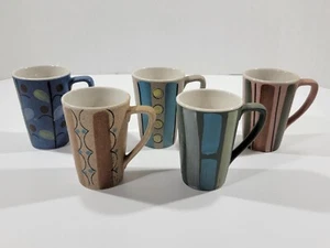 5er Set MCM Retro 70er Jahre Steingut Keramik konisch Kaffee Tee Becher - Bild 1 von 11