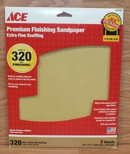 Ace (1221753) Step 3 320 Grit Premium Finishing Sandpaper (3 sheets) **READ** - Picture 1 of 2