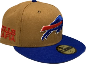 Men's New Era Tan/Royal Buffalo Bills Bills Mafia Wordmark 59FIFTY Fitted Hat - Picture 1 of 5