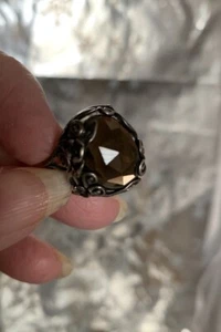 ❤️OR PAZ STERLING SILVER 925 SMOKY QUARTZ FLOWER RING SZ 7.5 ISRAEL PZ - Picture 1 of 9