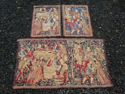 LOT DE 3 TAPISSERIES "LE VIN ET LA VIGNE" EPOQUE 1950/70 - Photo 1/4