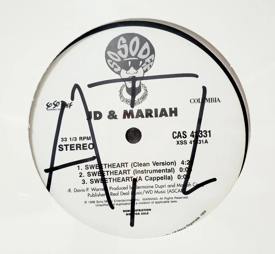 JD & Mariah Sweetheart 12” Vinyl 1998 Promo SoSoDef Jay-Z Rare VG/VG+  - Image 1 of 4