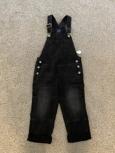 NWT Gap Kids Girls Black Denim Jeans Overalls Sz XS - Picture 1 of 3