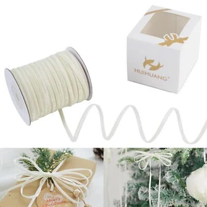 Ivory Velvet Ribbon 1/8 inch x 50 Yards Thin Velvet Ribbon Single Face Vintag... - Picture 1 of 7