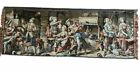 Vtg Wall Tapestry 56x19” Belgium Tavern Scene Men Drinking Women Working Dogs