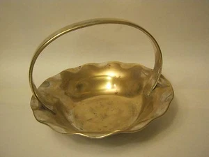 Schlichter Silber Teller Schale Korb mit geriffelten Kanten, ohne Markierungen (014-2) - Bild 1 von 4