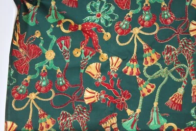 Sharon Kessler Christmas Fabric Concord 55" x 44" Holiday Tassels Ribbon Bows - Image 1 of 4