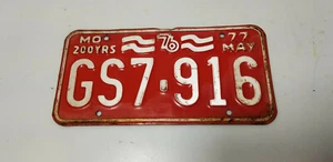 Placa de matrícula vintage Missouri 1977 GS7-916 - Imagen 1 de 2