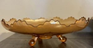 FENTON, CIERVO Y ACEBO, Caléndula Carnaval Vidrio CUENCO GRANDE CON PATAS 10"~~ - Imagen 1 de 6