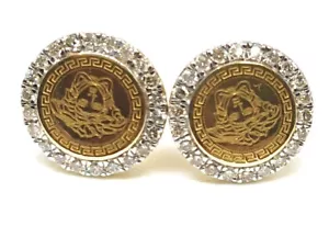 Natural Ceritified Diamond Women's Earrings Handmade Stud Earrings 18kt Yellow - Picture 1 of 8
