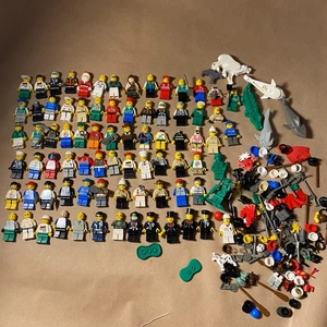 LEGO Mixed Lot of 75+ Minifigures Plus Animals & Accessories VINTAGE LOOK - Picture 1 of 10