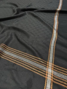 Gucci Silk & Wool Black, Copper& White Stripes Shawl/scarf 56x54 Inch - Picture 1 of 10