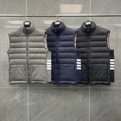 Thom Browne Mens Autumn New Stand-up Neck Zipper Cardigan Duck Down Jacket Vest - Image 1 of 4