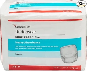 Incontinence Underwear for Men and Women, Disposable Adult Diaper Large 72 Count - Picture 1 of 6