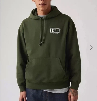 NWT Levi’s Men’s Relaxed Fit Graphic Hoodie Sweatshirt Green Size Medium - Image 1 of 4