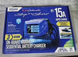 Cargador de batería secuencial marino Schumacher Shore a bordo 12V 15A SC1389 - Imagen 1 de 5