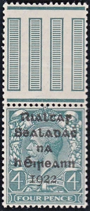 IRELAND 1922 Dollard 4 d Black Variety Double Ovpt. 1 Albino Hib T5d € 750 Cert. - Picture 1 of 2