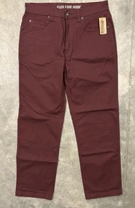 Duluth Trading Men’s Pants 32x32 Burgundy Flex Fire Hose Relaxed Fit NWT - Picture 1 of 8