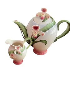 Franz Porcellana Lady Ciabatta Orchidea Teiera e Cremera - Foto 1 di 12