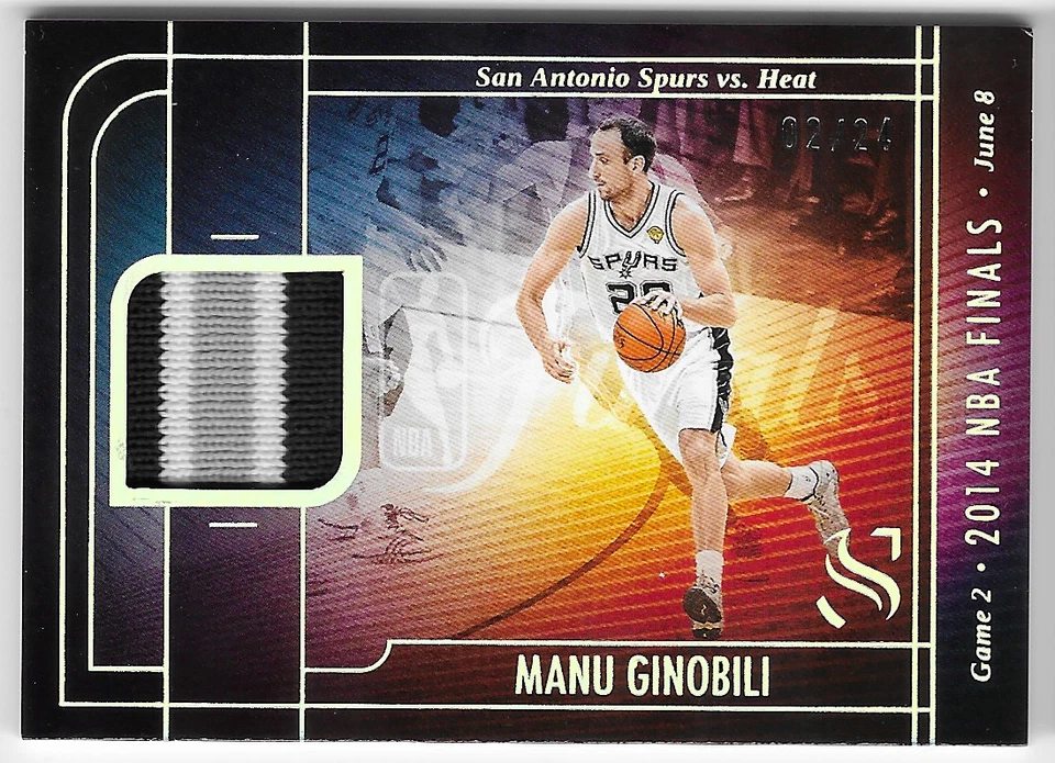 TARJETA PARCHE USADA MANU GINOBILI 2024 PANINI SILHOUETTE 2014 FINALES DE LA NBA #2/24! Foto 1 de 1