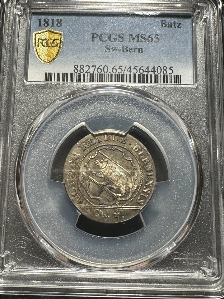 1818 4 Kreuzers PCGS MS65 Swiss Silver Batzen with Pcgs Certification Photo - Image 1 of 4