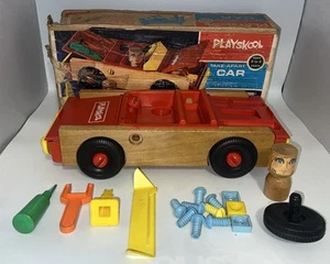 Vintage 1970 Playskool Take-Apart Car Wood & Plastic Toy 16" Parts incomplete - Picture 1 of 19