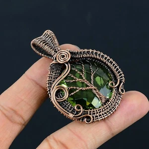 Peridot Gemstone Handmade Copper Wire Wrapped Pendant Jewelry LC-256 - Picture 1 of 5