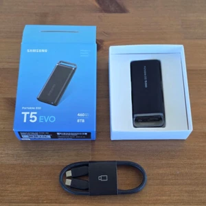 8TB Samsung T5 EVO Portable External SSD Drive Black MU-PH8T0S USB-C 3.2 - Afbeelding 1 van 4