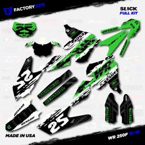 Kit de gráficos de carreras resbaladizos blanco y verde para calcomanías Yamaha 15-19 WR250F WR 250F - Imagen 1 de 5