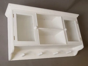 Landhaus Wandregal Küche Hängeschrank Handtuchhaken Weiss Holz - Bild 1 von 7