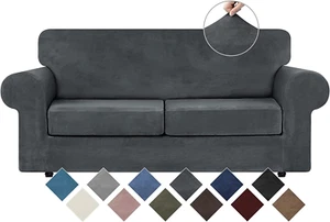 WEERRW Velvet Couch Covers for 2 Cushion Couch Sofa - High Stretch Luxury Velvet - Picture 1 of 7