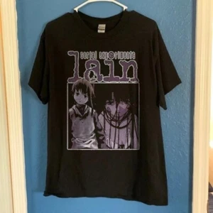 vintage style Lain anime classic short sleeve black color shirt KV27987 - Picture 1 of 2