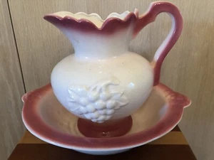 Wash Basin + Jug by Maurice of California VTG Hollywood Regency Rose Pink P-135 - Picture 1 of 8
